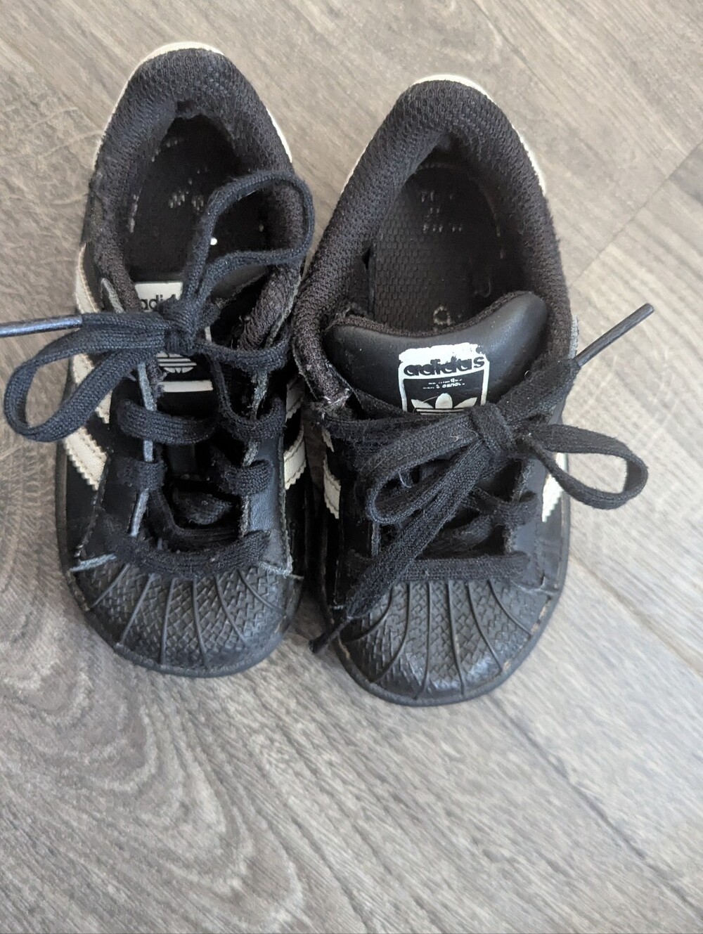 adidas Kids Black & White Shell-Toe Sneakers